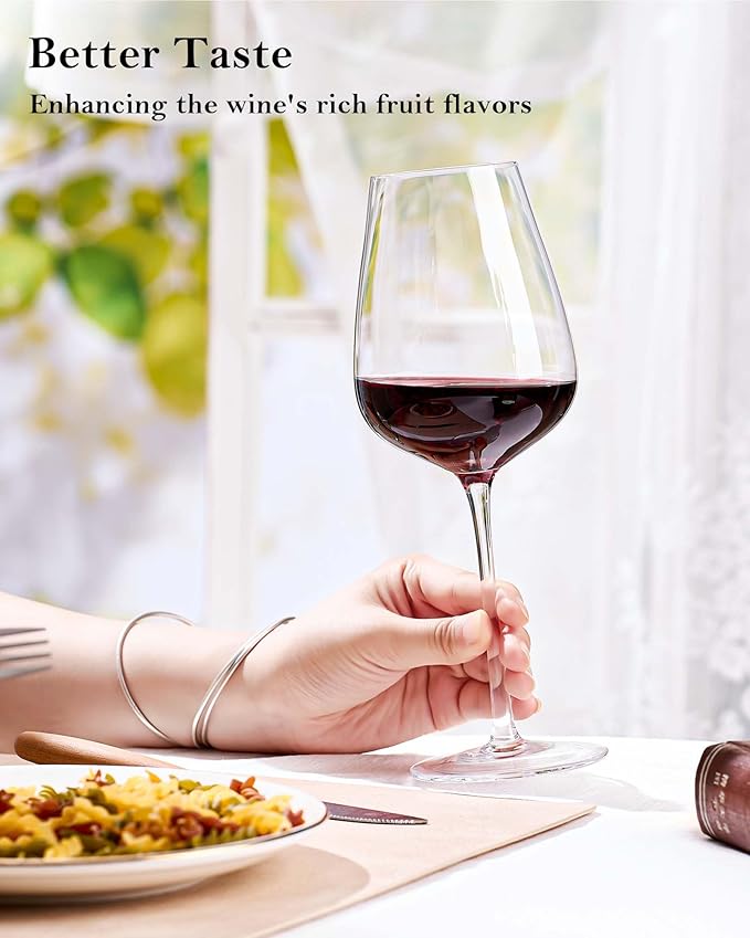 JBHO Hand Blown Bordeaux Wine Glasses - Set of 6-18 Ounce - Great Gift Packaging - Red Wine Glasses Lead-Free Premium Crystal Clear Glass