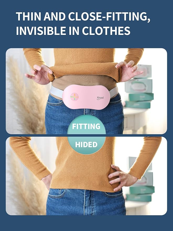 Slimpal Heating Pad for Period Cramps, Portable Cordless Electric Heating Pad for Menstrual Pain Relief Heat Belt, Rechargeable Wearable Heat Pad Gifts for Her Women Girl Wife Girlfriend, Pink