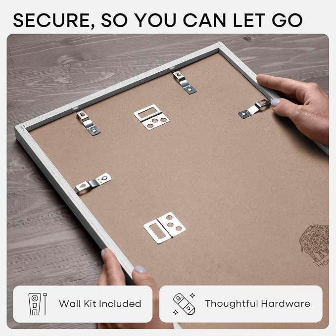 Homeforia 12x18 Frame White Wood, High End Oak 12x18 Poster Frame White with Mat 8.5x11 Print, 12 x 18 Wooden Picture Frames Matted to 8.5 by 11 Photo, 18x12 Frames, Tempered Glass, Wall Kit, Set of 1