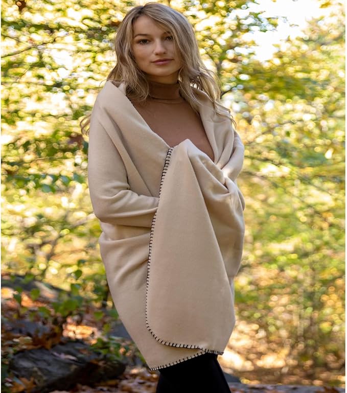 50x60 Throw Blankets, Ultra Soft Hypoallergenic Fleece Fall Throw Blanket for Livingroom, Couch, Chair, Bed, Beige Khaki