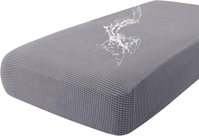 hyha Waterproof Couch Cushion Covers for Pets, Non Slip Sofa Seat Cover for Dogs Washable, Soft Thick Stretch Jacquard Fabric, Sofa Slipcovers with Elastic Bottom (1 Piece for Large, Middle Grey)