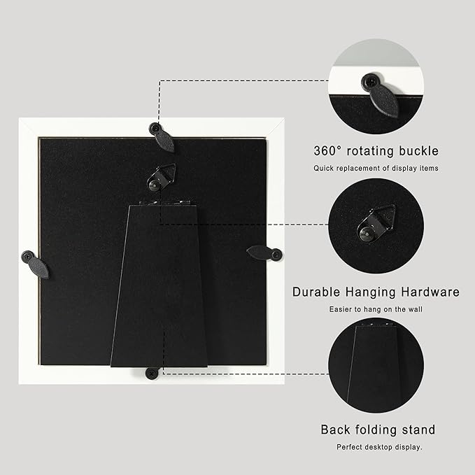 5x5 Small Shadow Box Picture Frame Display Case with Soft Linen Back, White Wooden Memory Shadow Box Frame with Tempered Glass Cover for Wall or Tabletop Display