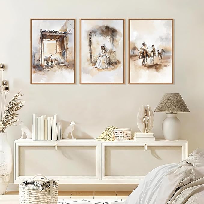 HPINUB Jesus Easter Framed Canvas Wall Art Set,Large Religious Christian Bible Verse Wall Decor,Resurrection Sunday Artwork for Living Room,Church Christian Easter Gift -24"x36"x3