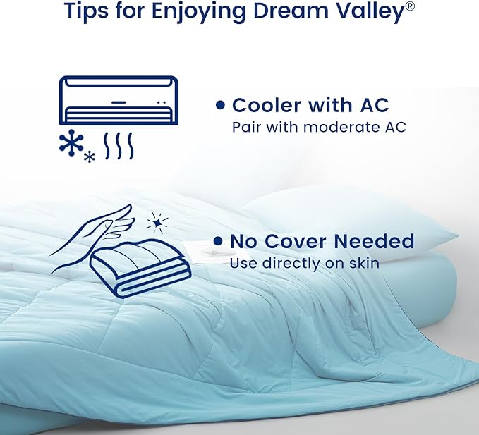 Dream Valley®Outlast®Deepsleep Cooling Comforter, Throw Size, NASA-Grade Space Technology Cooling Blanket for Hot Sleepers Night Sweats, Q-Max > 0.45 Aerocool™Breathable, Dream Blue, 60"x80"