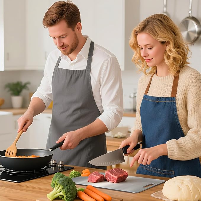 Titanium Cutting Board for Kitchen - 100% Pure Titanium Cutting Boards Non Toxic - 2025 New Upgrade Double Sided Metal Chopping Boards for Meat, Vegetables, Fruits, Dishwasher Safe (14 x 10 In)