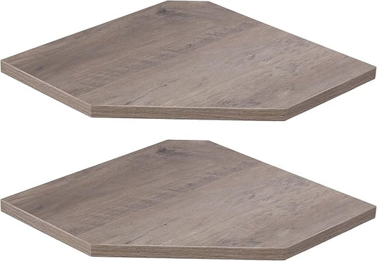 Corner Shelf Wall Mount, Floating Corner Shelves, Set of 2 Corner Wall Shelf Organizer, Rustic Wood Wall Storage Display Shelves for Living Room Bedroom Bathroom Kitchen, Rustic Grey