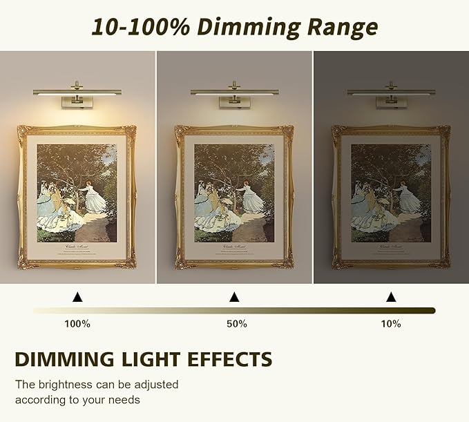 Wireless Picture Lights Rechargeable Gallery Lighting Battery Picture Frame Light with Remote and Timer, Adjustable Art Light for Paintings, Portraits, Antique Bronze Finish 16'' Inch 3W 2700K