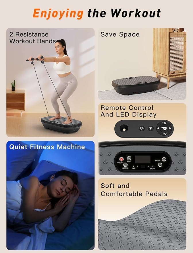 MAIBO Vibration Plate Exercise Machine, Vibration Plate for Lymphatic Drainage, Full Body Workout Shaker for Weight Loss, 200 Adjustable Speeds, Vibrate Stand Shake Board Sport Gym for Women Men