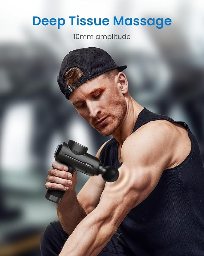 RENPHO Massage Gun Deep Tissue, Portable Percussion Muscle Massager with Bluetooth, Handheld Device for Back and Neck, Carry Case, Gifts for Men and Women