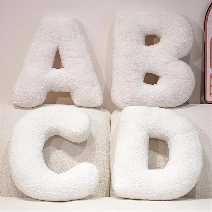 MOJUN Letter Plush Pillow, Soft Sofa Cushion Nursery Decor Kids Room Throw Pillow Cute A to Z Initial Letter Pillow Alphabet Cushion for Sofa Couch Living Room Bed Car Decoration, D
