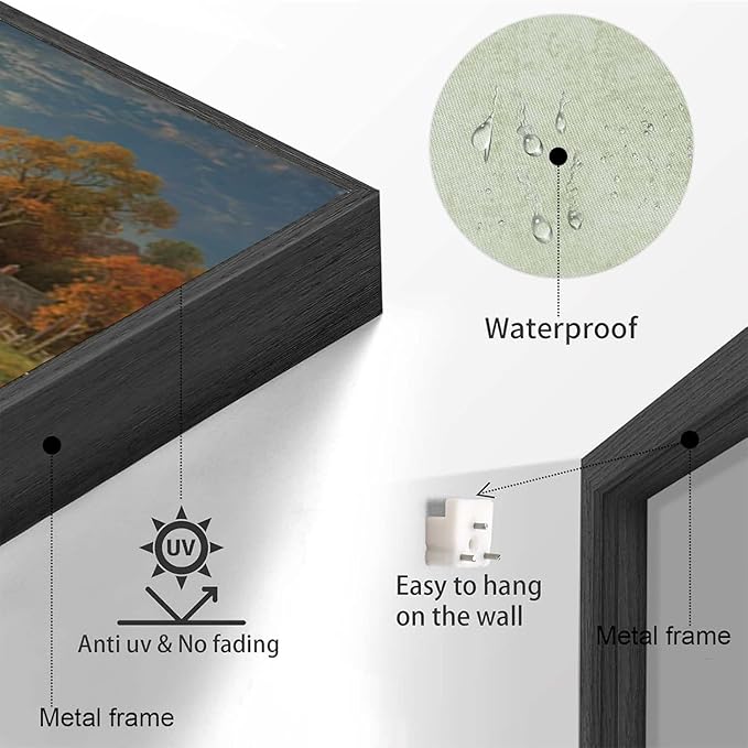 Small house by the stream under the moonlight tranquil style suitable for living room bedroom and office landscape poster wall art