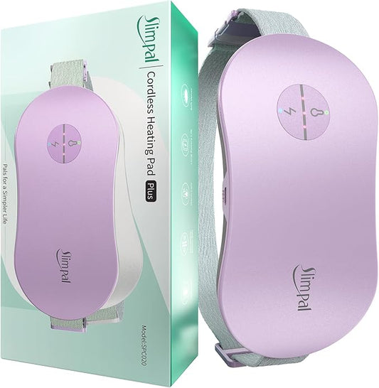 Slimpal Heating Pad for Period Cramps, Portable Cordless Electric Heating Pad for Menstrual Pain Relief Heat Belt, Rechargeable Wearable Heat Pad Gifts for Her Women Girl Wife Girlfriend, Purple