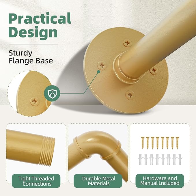 Plant Hanger Indoor Hanging Planters for Indoor Plants Hanging Plant Holder Window Plant Rod Gold Metal Shelves 63 Inch (Pot/Chains not Included