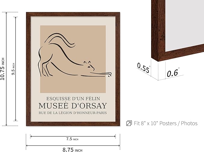 Poster Master Vintage Poster - Retro Minimalist Print - Gift for Artist, Housewarming - Cat, Line Drawing, Sketch, Abstract - Wall Decor for Living Room, Bedroom, 16x20 Brown Framed