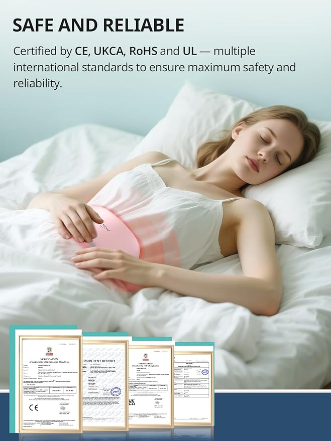 Slimpal Heating Pad for Period Cramps and Back Pain, FSA HSA Eligible, Plus-Sized Electric Heat Pad Portable Menstrual Heat Belt Pain Relief, 3 Timer Auto Off, Gifts for Her Women Girl Wife, Pink