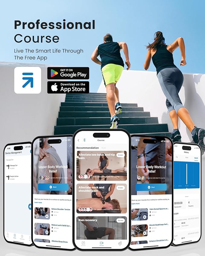 RENPHO Massage Gun with Heat, Portable Percussion Massager with Bluetooth for Back and Neck, Gifts for Men and Women, Carry Case, Active+ Thermal