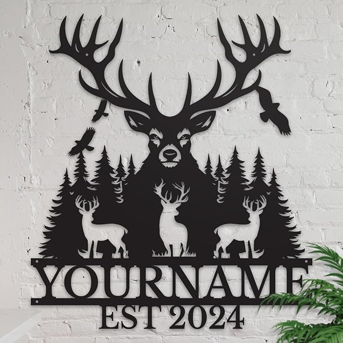 Personalized Metal Signs: Custom Shed Wall Decor, Black Deer Wall Art, Home Signs Plaques, Outdoor Decorative Signage (Style A)