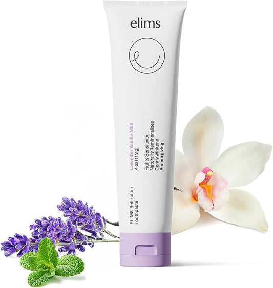 Elims Nano Hydroxyapatite Toothpaste – Fluoride-Free, Xylitol Remineralizing, Whitening Toothpaste for Sensitive Teeth, SLS-Free, Lavender Vanilla Mint Favlor for Adults & Kids, 4oz