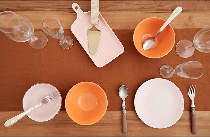 Solino Home Linen Cinnamon Table Runner 36 Inches - 100% Pure Linen Farmhouse Short Table Runner 14 x 36 Inch Ideal for Dresser and Coffee Tables - Fete - Thanksgiving