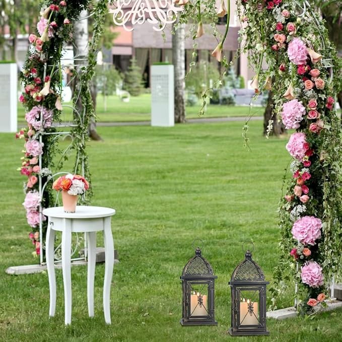 NEEDOMO 14.4" Outdoor Lantern, Large Vintage Lanters Decorative Indoor with Clear Glass, Metal Candle Lantern Decor for Home, Table, Patio, Front Porch, Rustic Farmhouse Wedding Shelf