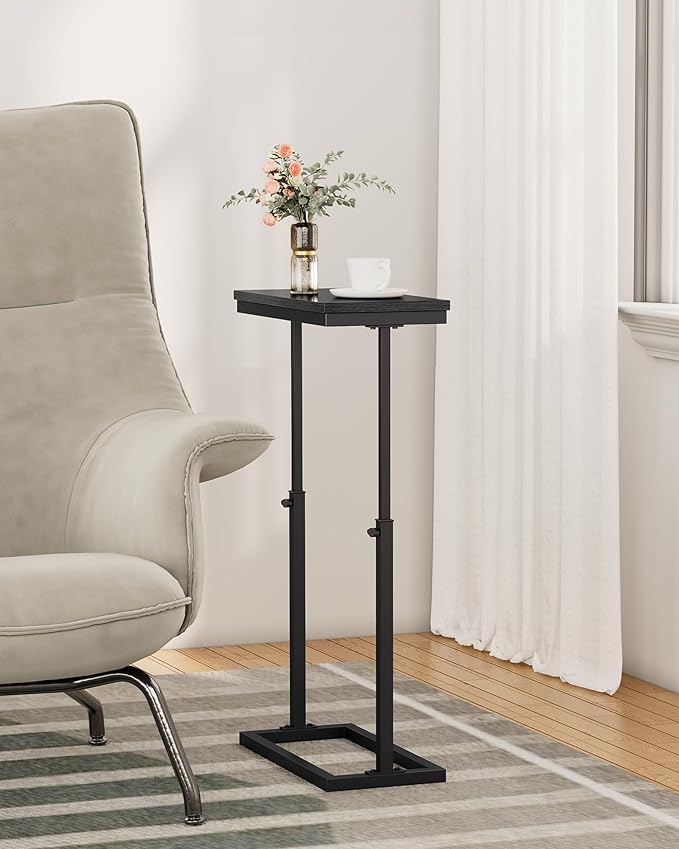 TUTOTAK End Table, Side Table, Tall Couch Table, Sofa Table, Living Room, Bedroom, Black TB01BK083