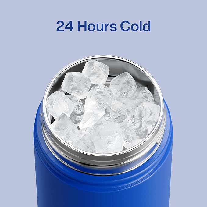 Insulated Water Bottle with Straw Stainless Steel Water Bottle, Leak-Proof, BPA-Free, Double Wall Vacuum Keeps Cold for 24 Hours for Sports, Travel, School (18 oz, Royal Blue)