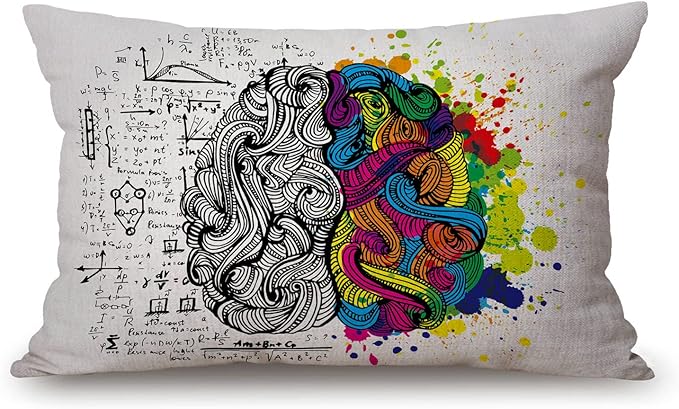 Brain Science Pillow Covers 12" x 20" Lumbar Pillow Covers Home Decorative Cotton Linen Cushion Case for Sofa Couch Housewarming Family Room Décor