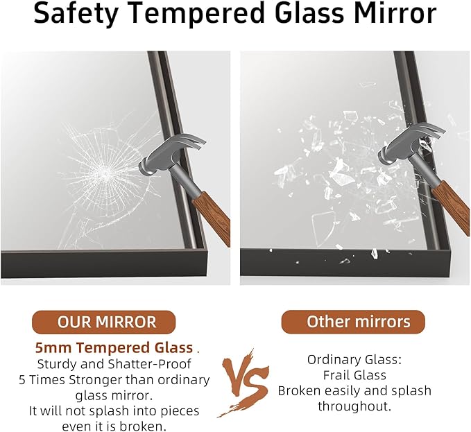 55”x 30” Blak Bathroom Mirrors for Over Sink, Black Framed Vanity Mirror for Bathroom, Shatter Proof, Tempered Glass, Rectangle Wall Mirror Horizontally/Vertically