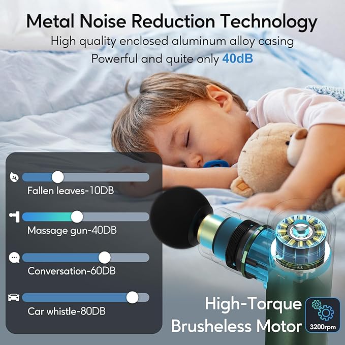 arboleaf Massage Gun Deep Tissue, Full-Metal Electric Portable Hand Held Massager Gun for Back, Body Sore Muscles, Pain Relief, Gifts, Office, Home, Athletes