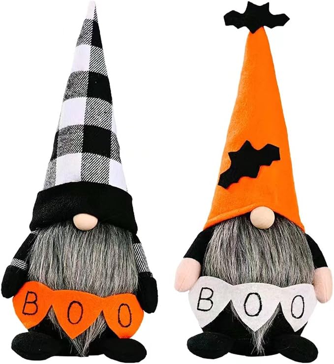 Halloween Gnomes Plush Decor, Witch Scandinavian Tomte Nisse Gnome Swedish Table Decorations, Handmade Plush Elf Dwarf for Home Stuffed Gnomes Gifts for Women, Black