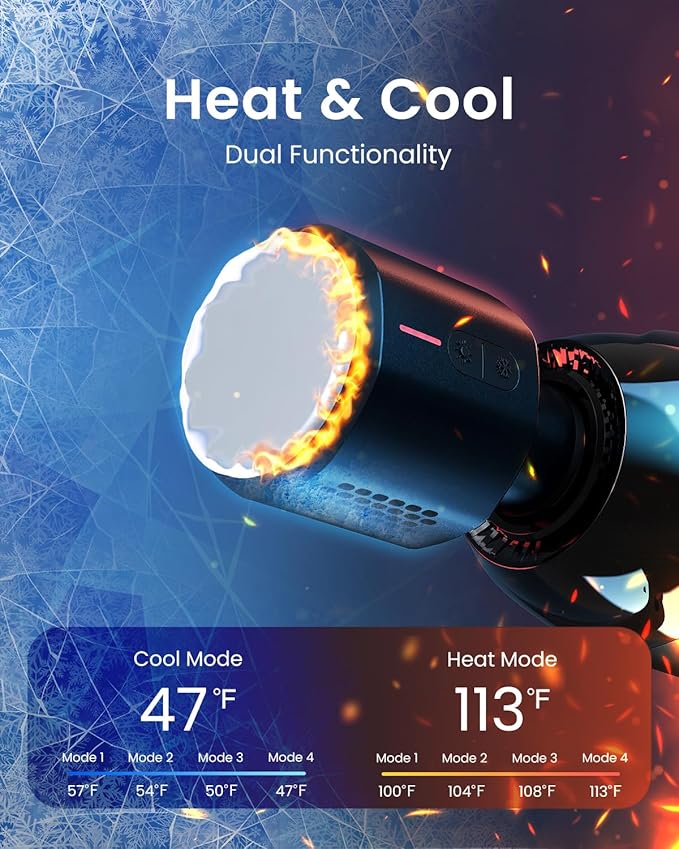 RENPHO Power Massage Gun Deep Tissue, Percussion Muscle Massage Gun for Athletes, Powerful Portable Electric Handheld Deep Tissue Massager Gun, LED Touch Display (Power+ THERMACOOL Deluxe)