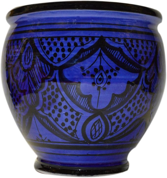 Treasures Of Morocco Flower Pot Moroccan Spanish Garden Drain Hole Ceramic Planter Handmade Multicolored
