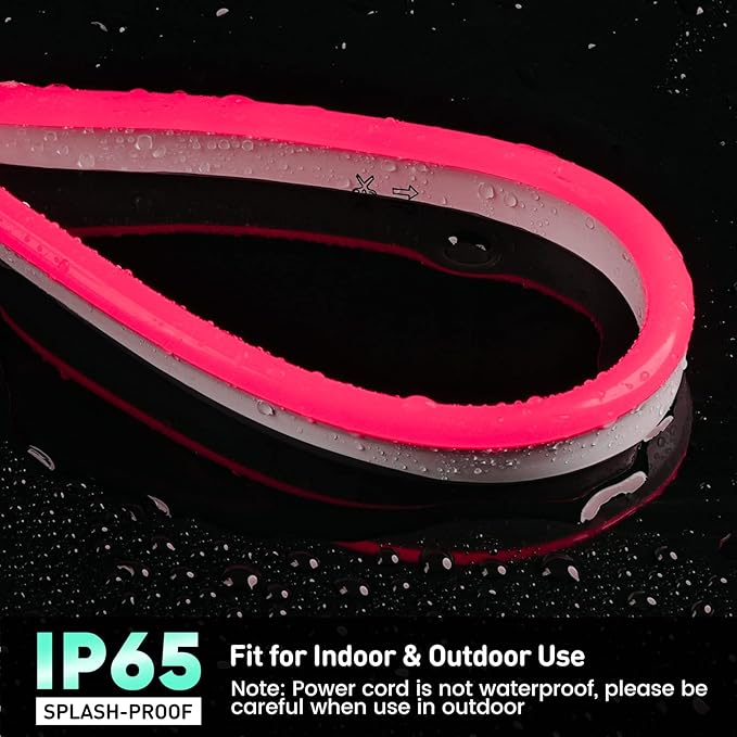 GZBtech Flexible LED Neon Rope Lights 16.4FT,AC 110-120V Waterproof Strip Light, 120LEDs/M Cuttable Connectable Neon Lighting for Indoor Outdoor Home Decor/Commercial Building Use-Red 5M