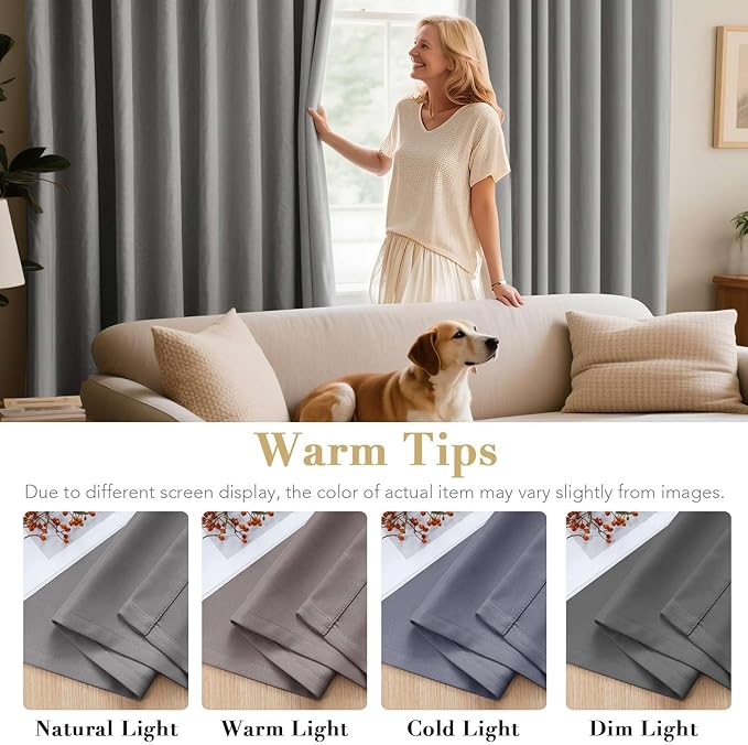 H.VERSAILTEX Blackout Curtains for Bedroom Thermal Insulated Room Darkening Living Room Curtains 72 Inch Long Grommet Privacy Protection Window Curtain Panels/Drapes for Nursery, 2 Panels, Dove Grey