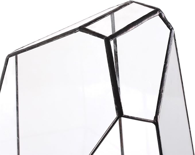 NCYP Large Geometric Terrarium - 16 Inches Tall Irregular Open Glass Terrarium Pot - Home Garden Tabletop Decoration Planter for Air Plants Succulents, Handmade (NO Plants, No Door)