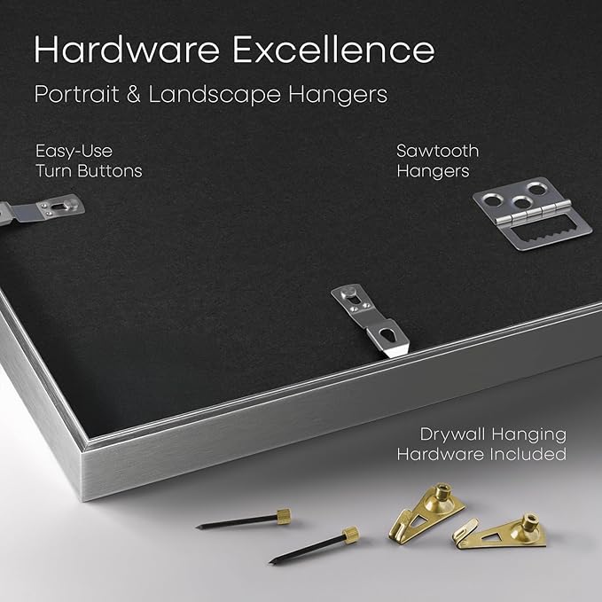 Homeforia 10x10 Picture Frame Silver, High End Metal 10 by 10 Square Frames with Mat 8 x 8 inch Photo, 10by10 Poster Frame Matted to 8x8 Art, Wall or Tabletop Frame, Tempered Glass, Wall Kit, Set of 1