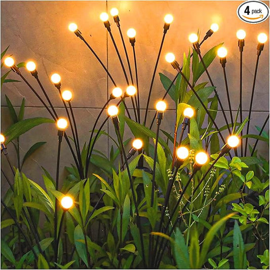 TONULAX Solar Garden Lights - Upgraded Solar Swaying Light, Sway by Wind, Outdoor Lights, Yard Patio Pathway Decoration, High Flexibility Iron Wire & Heavy Bulb Base, Warm White (4 Pack)