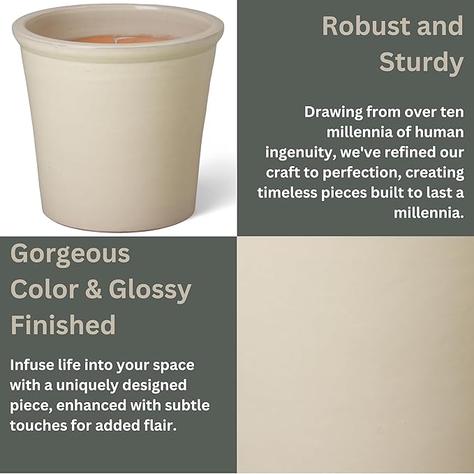 Emissary Round Stoneware Planter (Parent SKU 12012) (Cream, 16" D x 15" H)