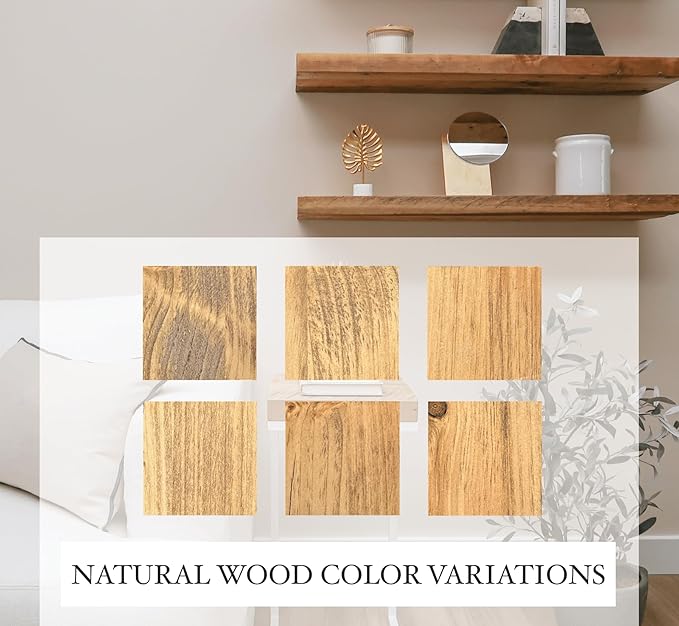 Rustic Shelves with J-Brackets Set of 2, Industrial Shelf, Kitchen Shelves, Solid Wood, Decorative Wall Storage, Heavy Duty, URBANDI (Brown, 48Wx6D)