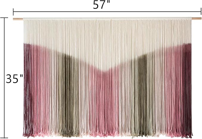IOWER Large Macrame Wall Hanging Boho Wall Decor Large Scale Tie-Dye Yarn Living Home Room Boho Wall Decor for Bedroom Home Wall Art 57" W x 35" L