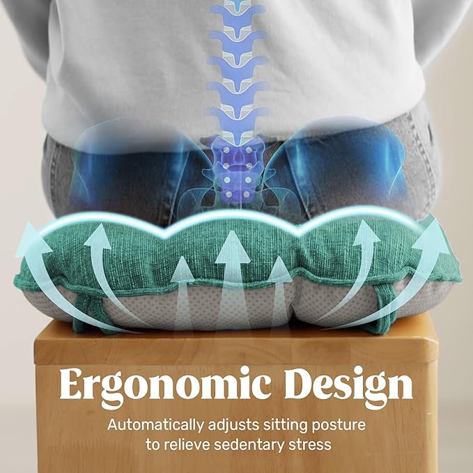 puredown® Chair Cushions for Dining Chairs, Tufted Memory Foam Chair Pads with Non-Slip Backing, Kitchen Seat Cushions with Ties, Washable Seat Pad Set of 4, 15.5" x 15.5" x 4", Green