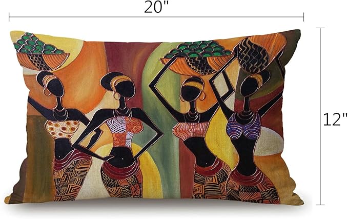 Farmhouse Decorative Outdoor Throw Pillow Covers for Couch Sofa Bed African Woman Pillow Cover Modern Decor Pillow Case 12 x 20 Inch Jcp135