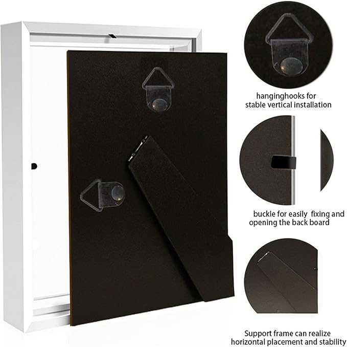 5x7 Shadow Box Frame Display Case with Letter Stickers, 3D Picture Frame, Display Case Box for Memorabilia, Baby Items, Wedding Memories, Crafts, Tickets and Photos (3Pcs-White, 5x7)