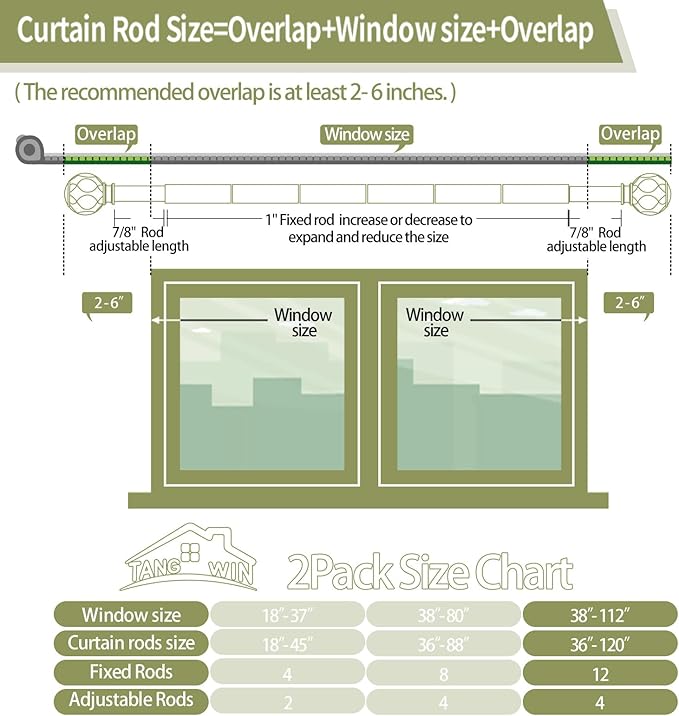 Gold Adjustable Curtain Rods for Windows:Farmhouse Heavy Duty Curtain Rod for Bedroom Living Room,Boho Decorative Rustic Drapery Rod with Vintage Coastal Finials,Brass Gold 2 Pack 66-120"