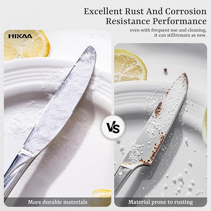 HIKAA Wave Design Silverware Set Service for 4, 20-Piece Artistic Stainless Steel Flatware Set with Fibonacci Pattern, Heavy Duty Mirror Polished Cutlery Set