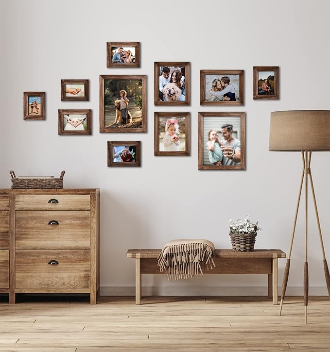 Yaetm-11x14 Picture Frame, Natural Solid Wood Photo Frame Display for Wall Mounting, High Definition Glass Carbonized Black(2 Pack)