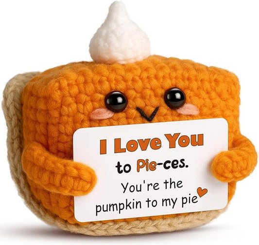 I Love You Handmade Crochet Pumpkin Pie Present, Gifts for Him Her Boyfriend Girlfriend, Anniversary Wedding Valentine’s Day Romantic Fall Decor Birthday Gifts for Women Men, Couple Wife Husband