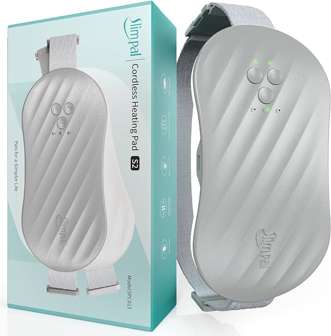 Slimpal Heating Pad for Period Cramps, Portable Heating Pad for Menstrual Relief, Electric Cordless Heating Belt for Back, Belly, Waist, Stomach, Wearable Heat Belt Gifts for Her Women Girl, Grey