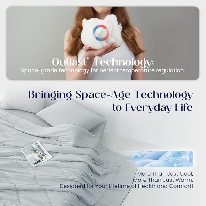 Dream Valley®Outlast®Deepsleep Cooling Comforter, Throw Size, NASA-Grade Space Technology Cooling Blanket for Hot Sleepers Night Sweats, Q-Max > 0.45 Aerocool™Breathable, Dream Blue, 60"x80"