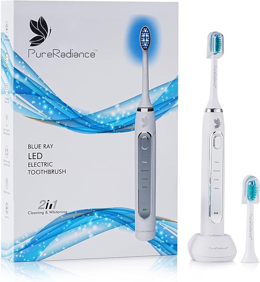 LED Whitening Electric Toothbrush – Waterproof, Sonic Brush with 6 LED Lights for Whitening, Soft Bristles, Rechargeable, Travel Case Included – Ideal Electric Toothbrush for Adults